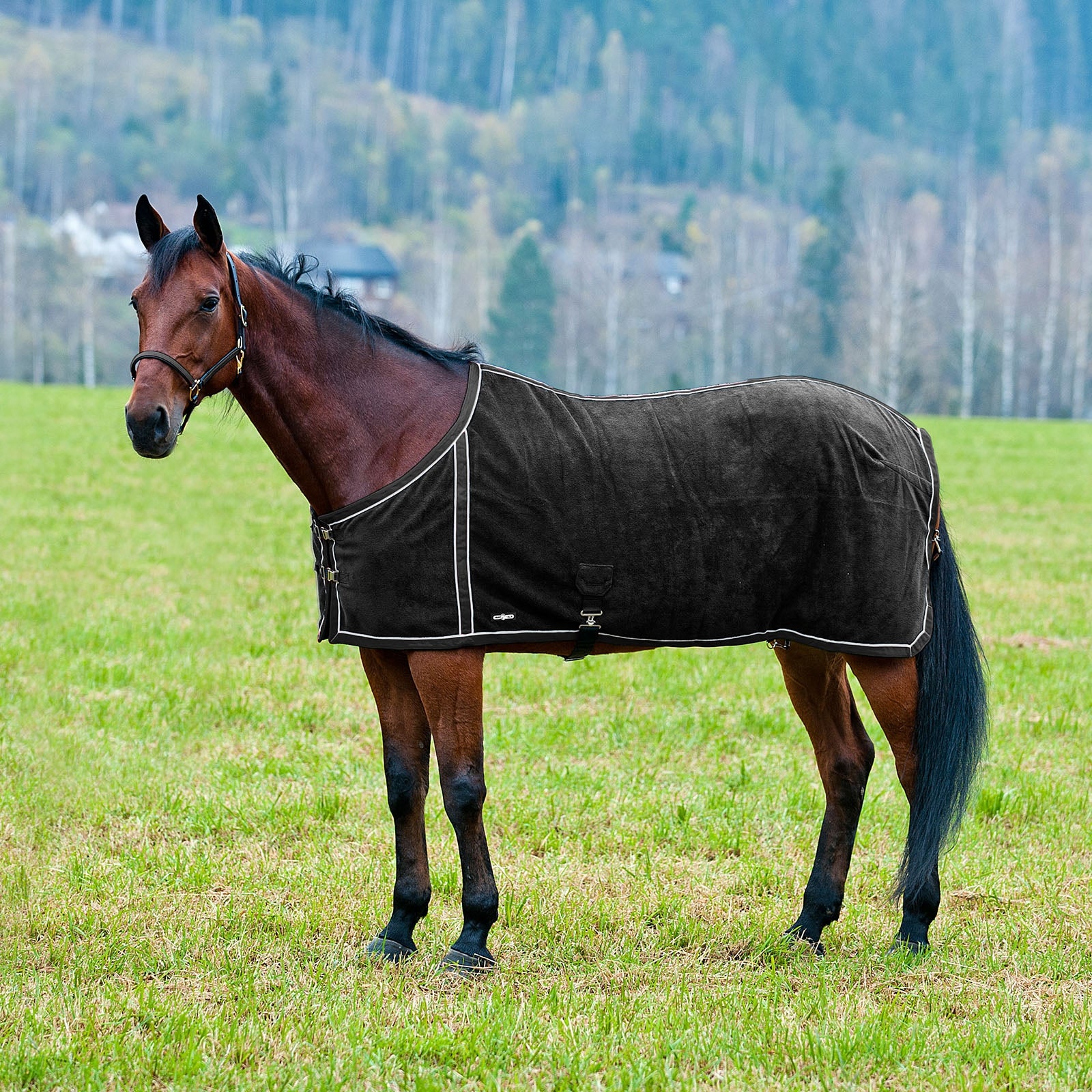 Finntack Abschwitzdecke aus Fleece mit Gewebefütterung. Pferdedecken