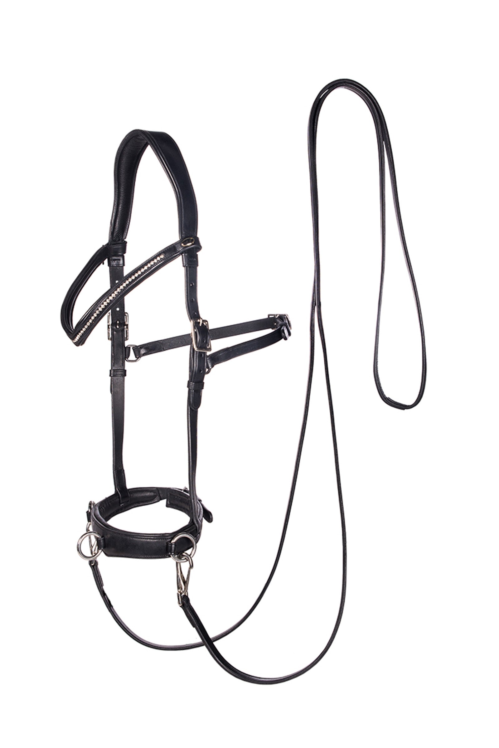 F.R.A. Freedom Riding Articles Wendy B Cavesson, Bitless Bridle, Leather Reins w/ Clip Bridles & Reins