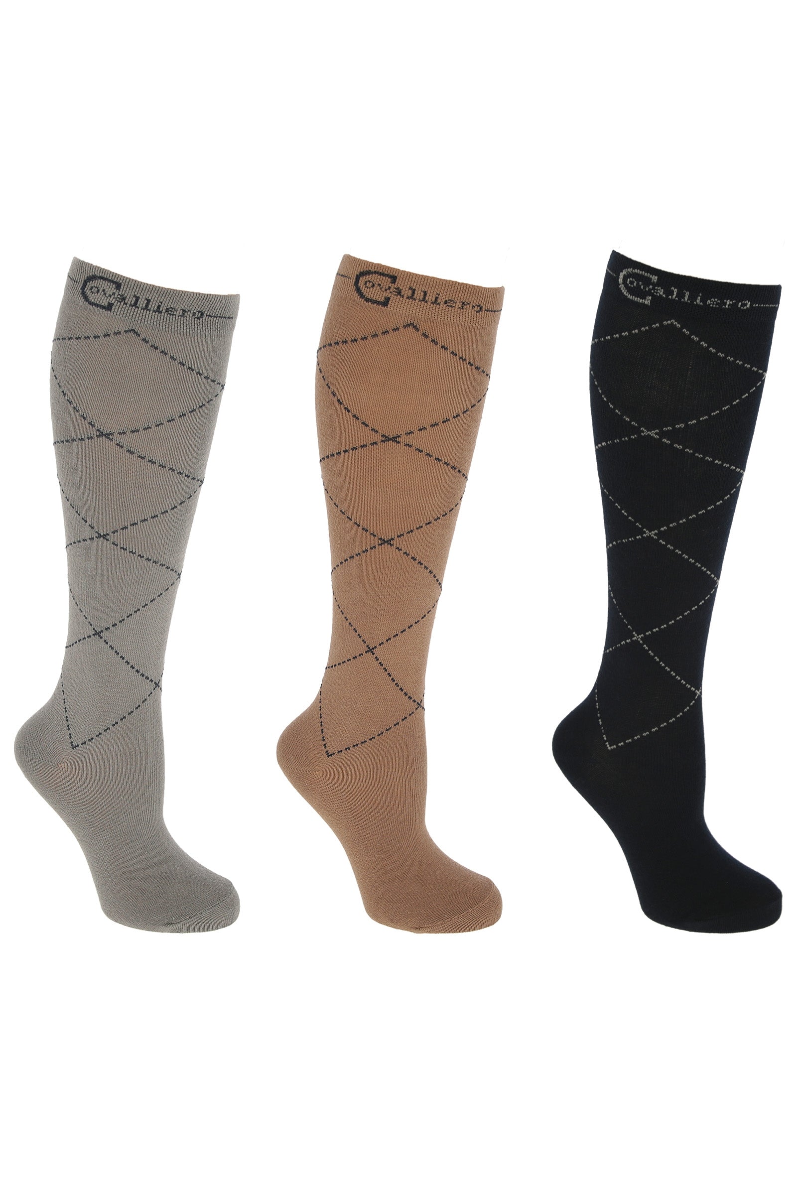 Covalliero Karo Reitsocken (3er Set) Kniestrümpfe & Reitsocken
