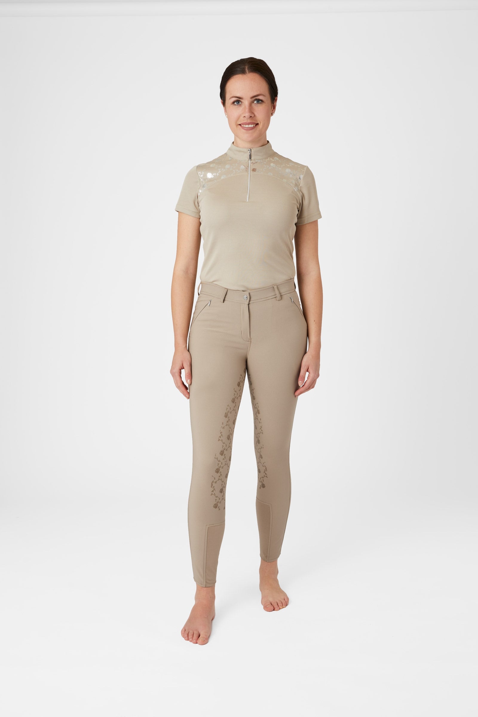 Horze Kaitlin Women's Full Seat Breeches with Flower Detail Womens Breeches