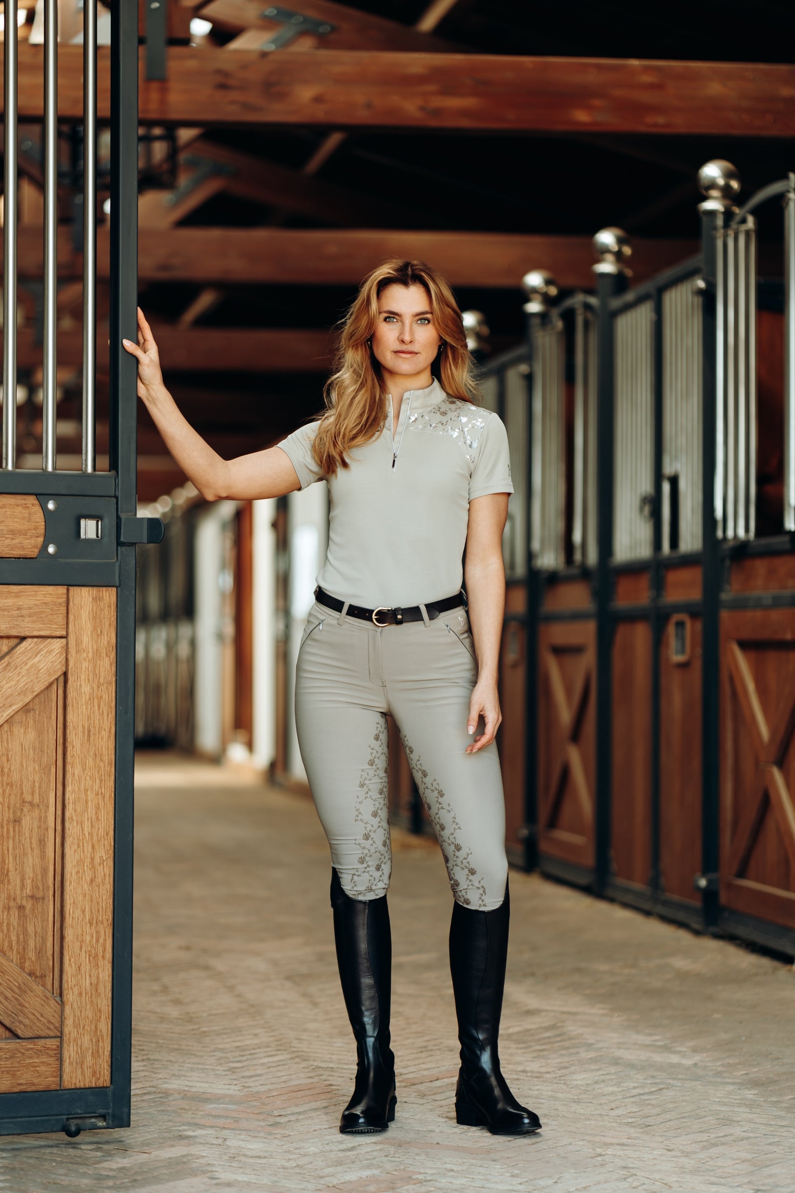 Horze Kaitlin Women's Full Seat Breeches with Flower Detail Womens Breeches