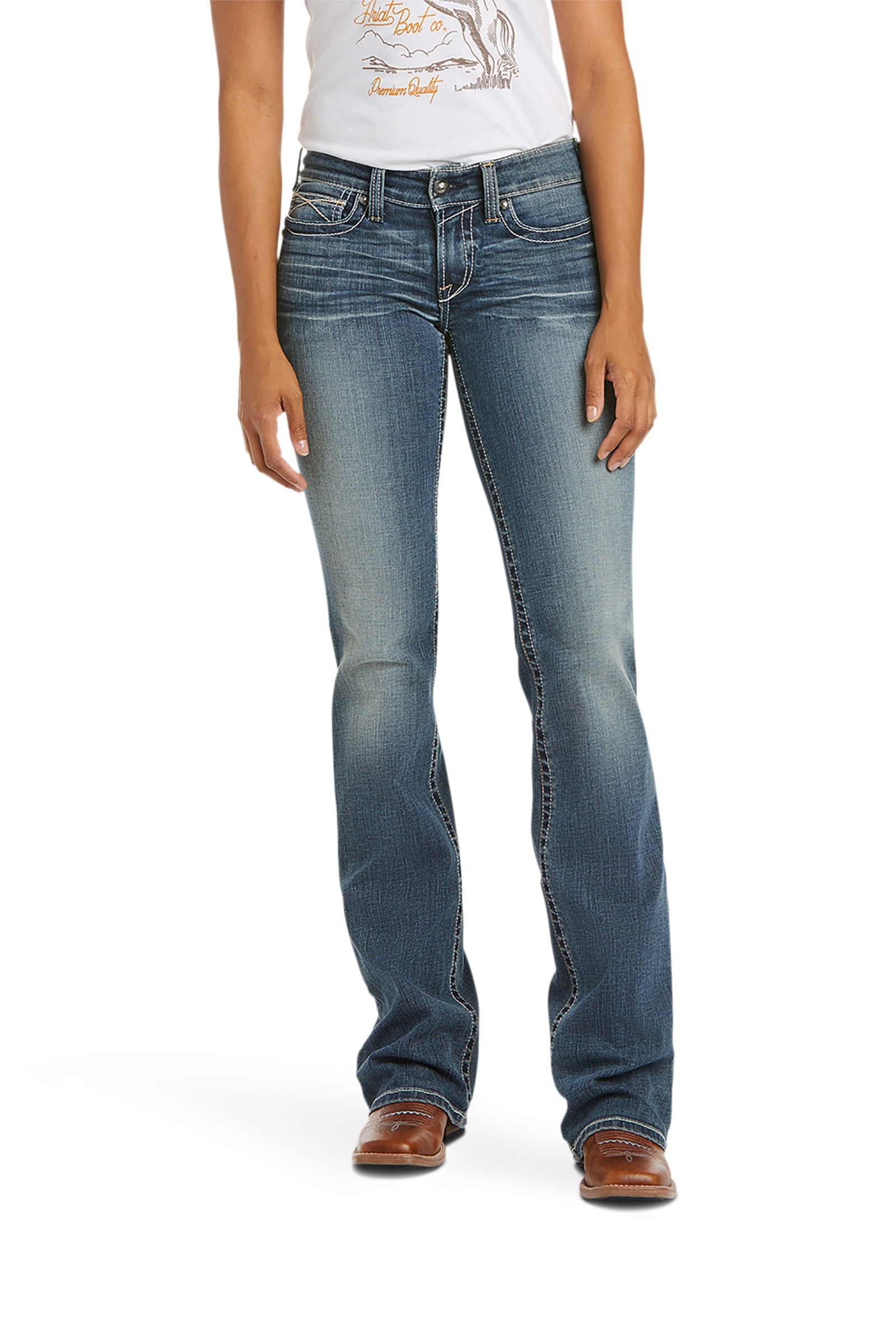 Ariat Whipstitch R.E.A.L. Damen Bootcut Stretch Jeans mit mittelhohem Bund Womens Breeches
