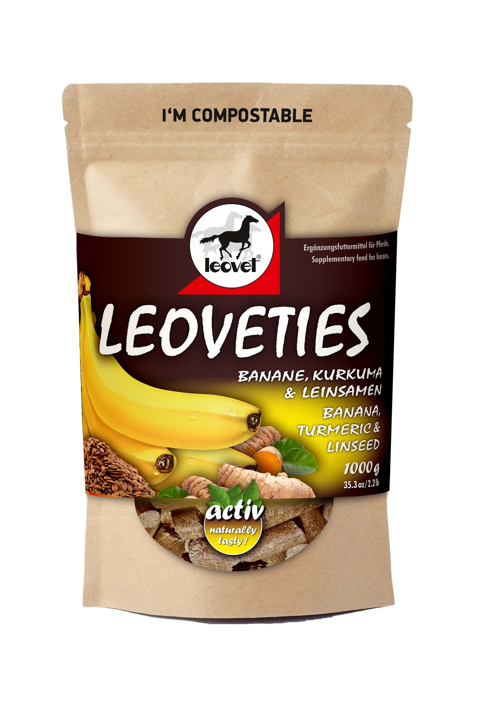 Leovet Leoveties Banana, trumeric and linseed, 1 Kg Horse Feed & Nutrition