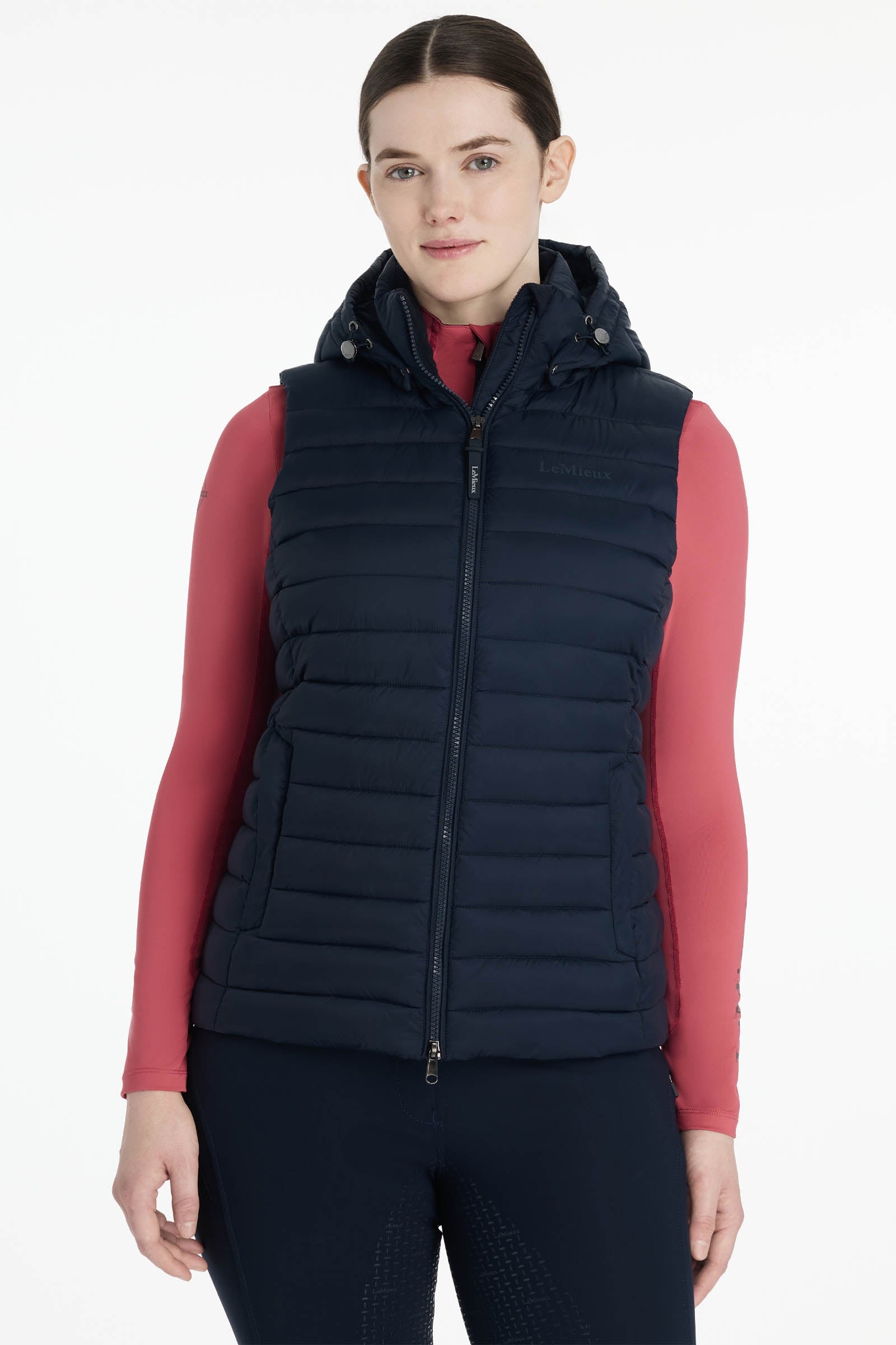 LeMieux Rose Damen-Steppweste mit Kapuze Damen Reitbekleidung