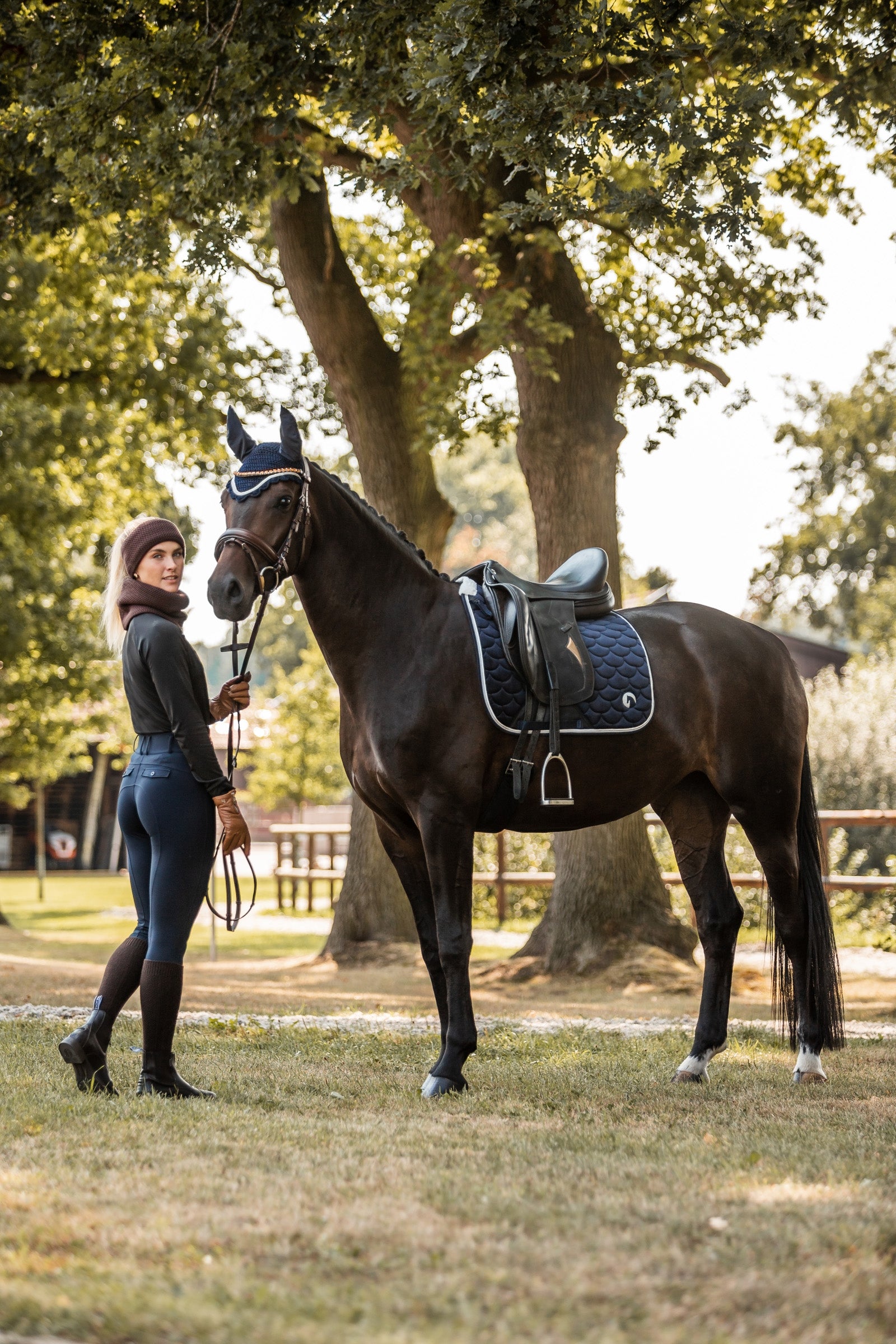 Horze Geneva Dressage Saddle Pad with Faux Fur Saddle Pads