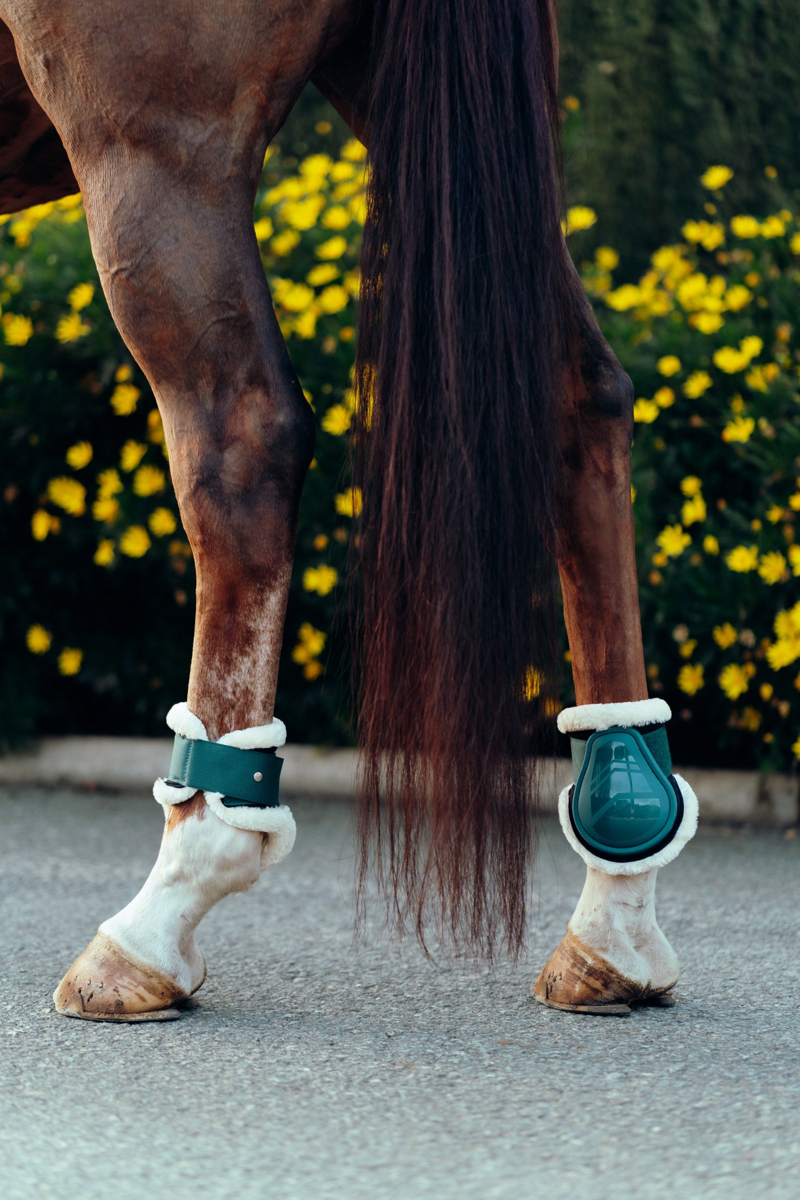 Horze Caliber Fetlock Boots with Faux Fur Lining Leg Protection & Hoof Protection for Horses