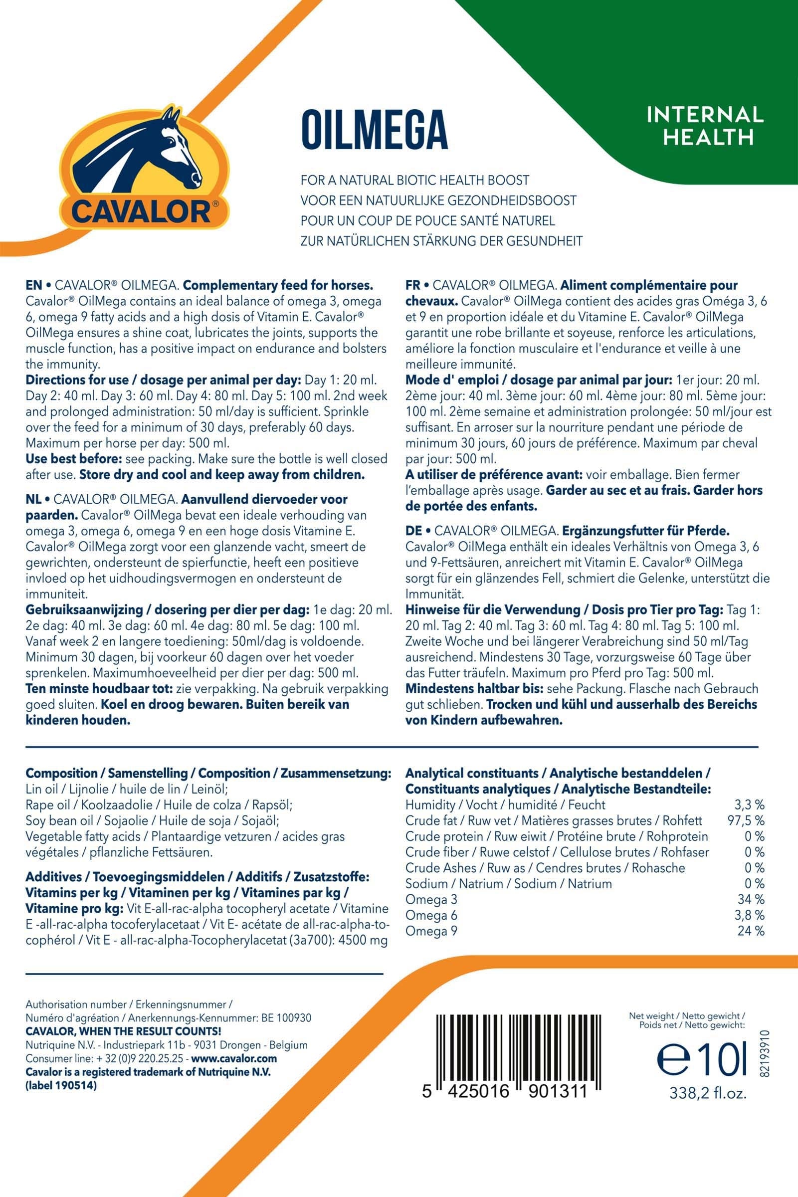 Cavalor Oilmega, 10l Horse Feed & Nutrition