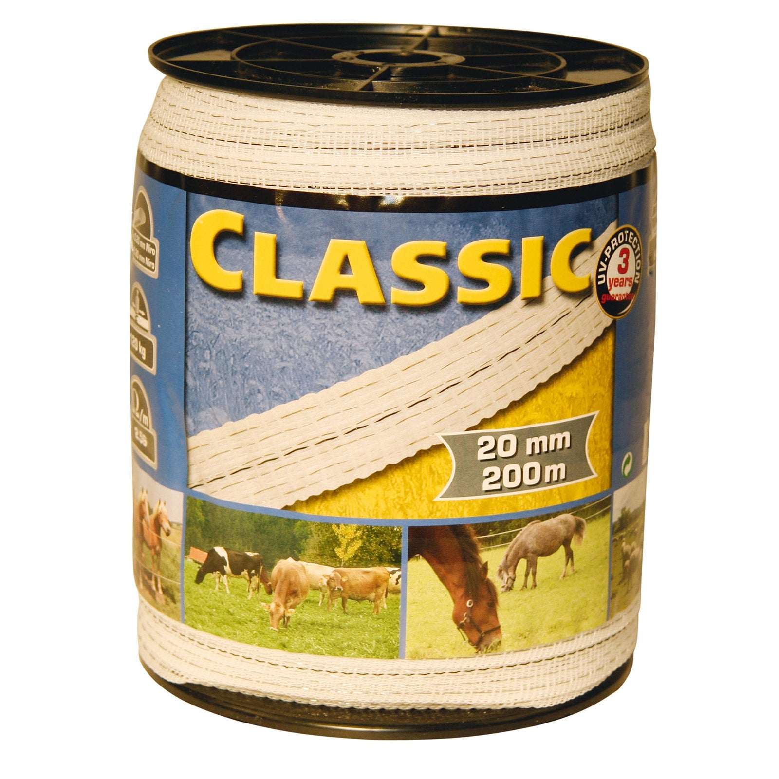 Kerbl Classic Weidezaunband , 20mm weiß,4x0,2Niro+2x0,3Niro, 200m Weidezaun