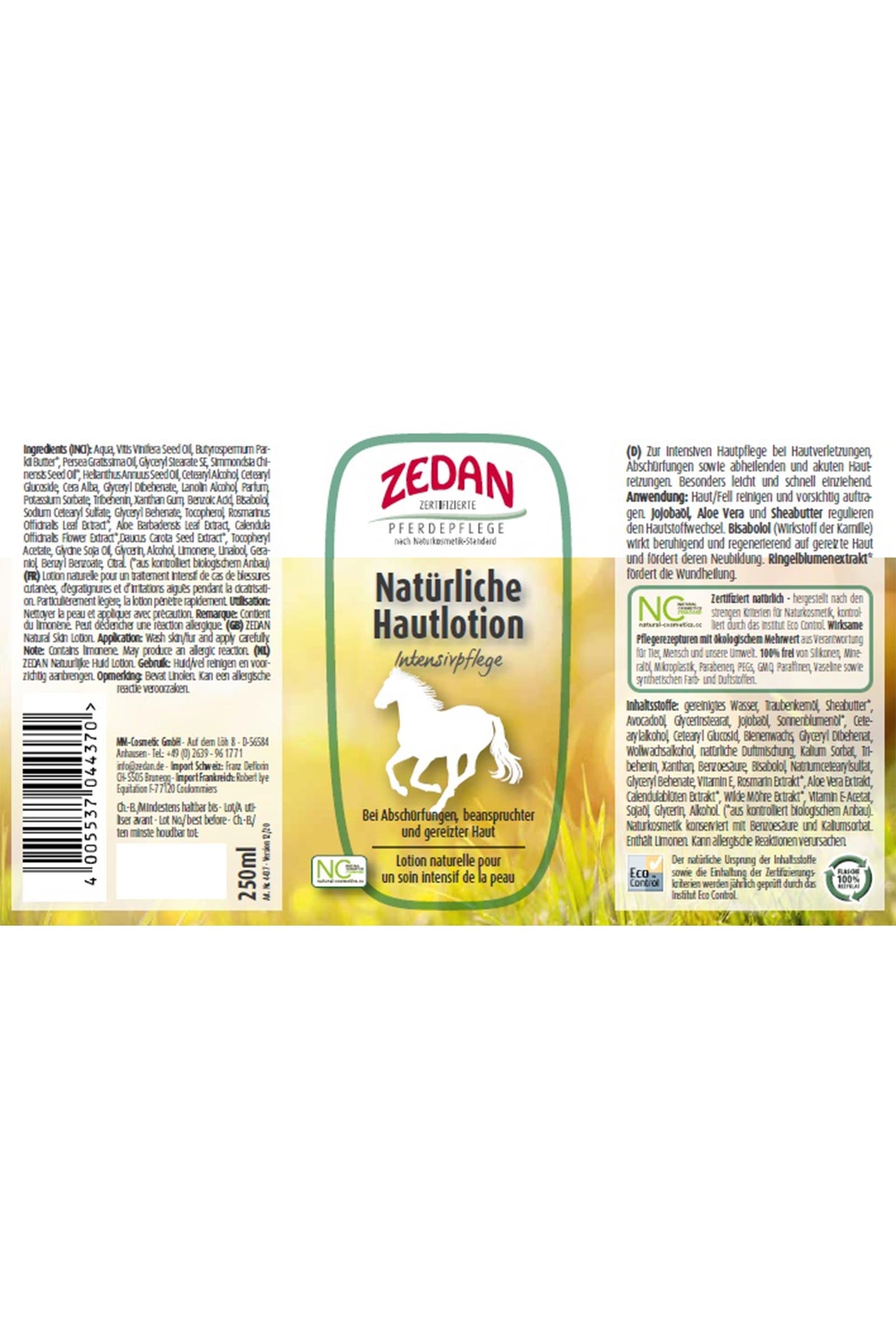 Zedan Natural Skin Lotion Intensive Care, 250ml Horse Health Care