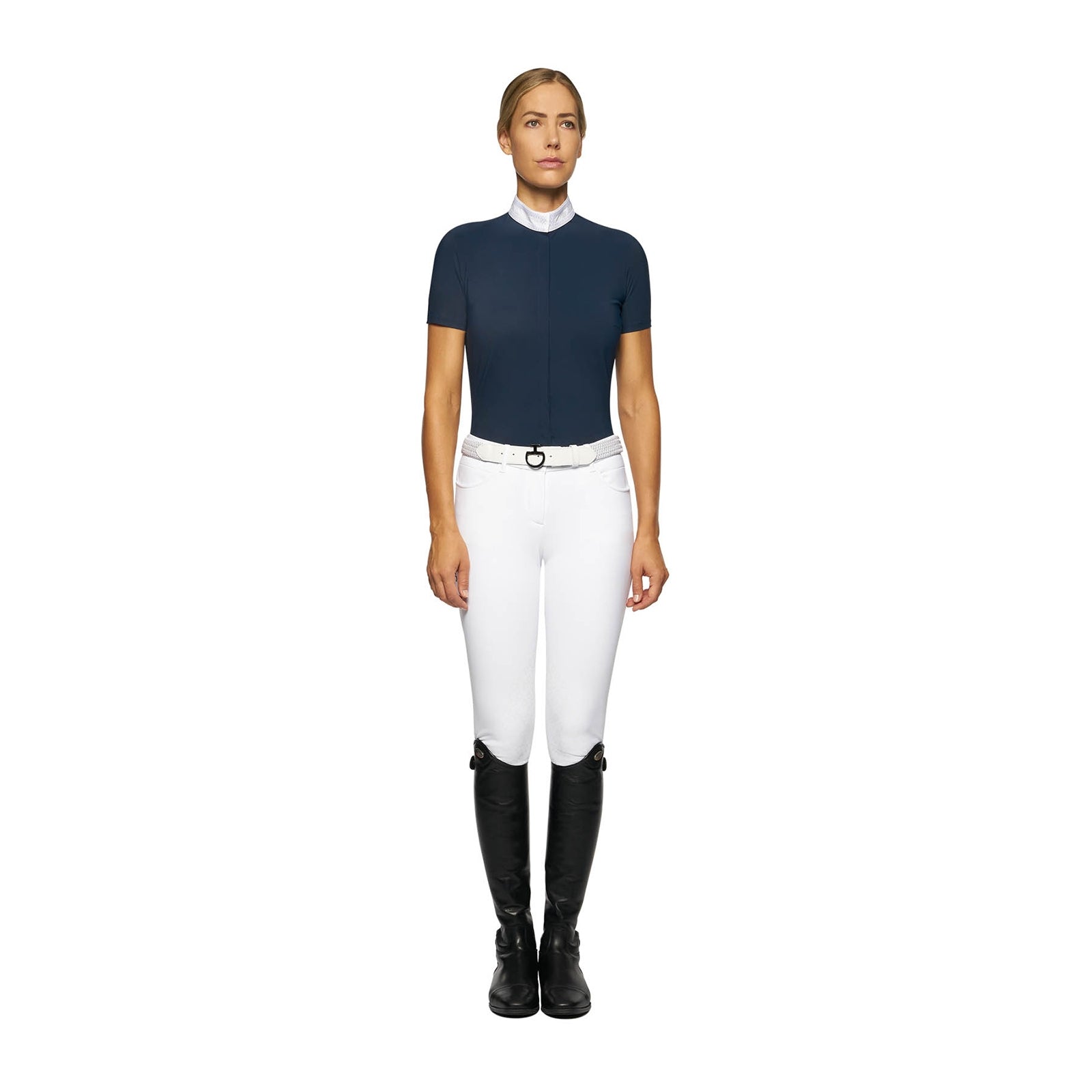 Cavalleria Toscana Embroidery Damen Kurzarm-Turniershirt Damen Reitbekleidung