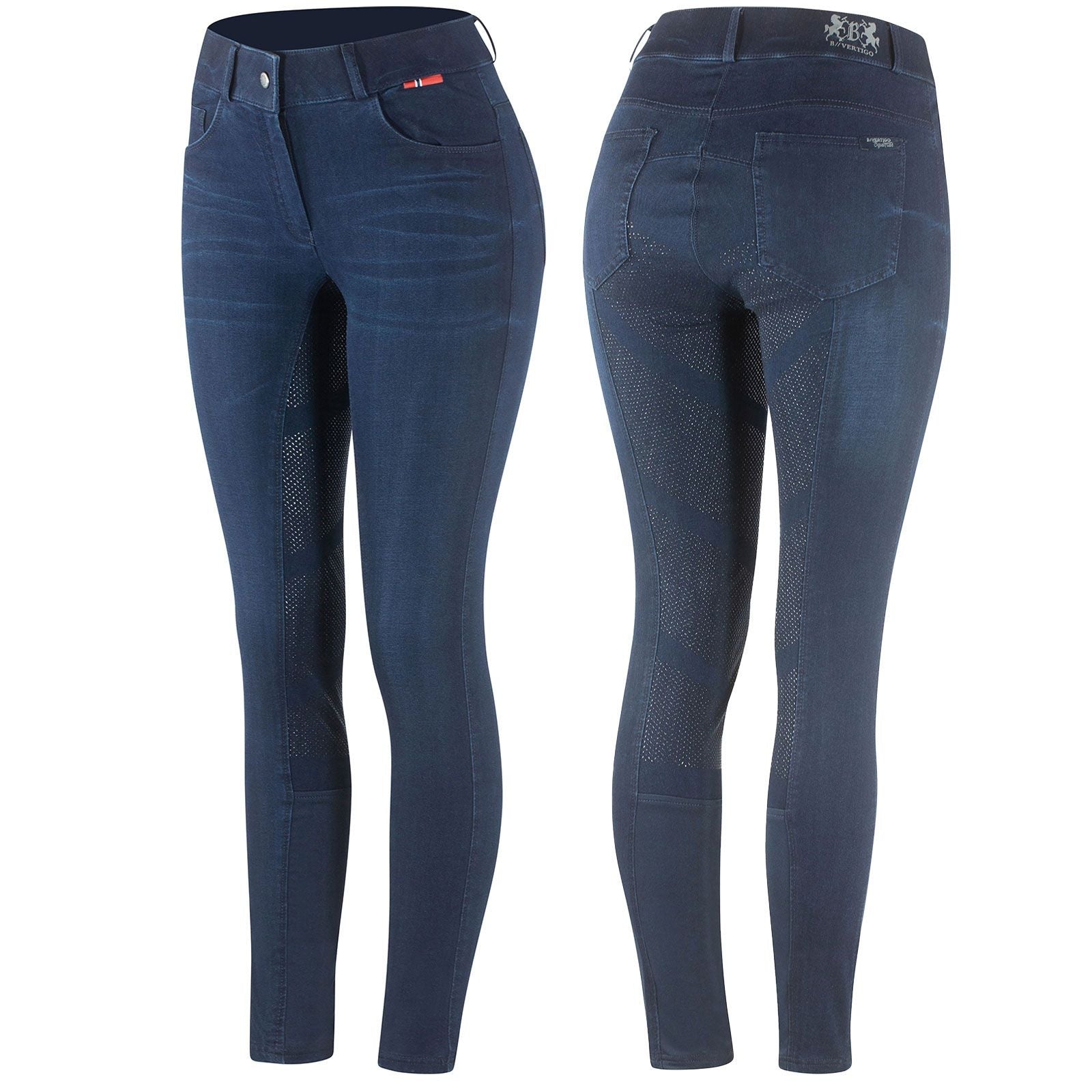B Vertigo Elle Full Seat Breeches Denim with silicone grip for Woman Womens Breeches