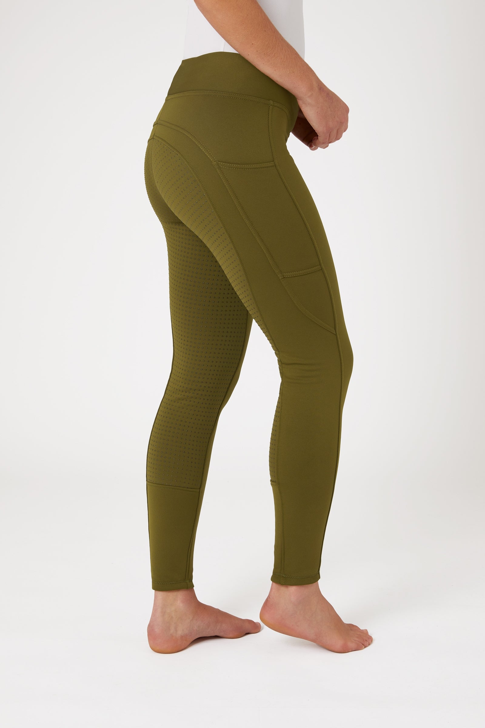 Horze Active Damen Winter Vollbesatzreitleggings mit Handytasche Womens Breeches