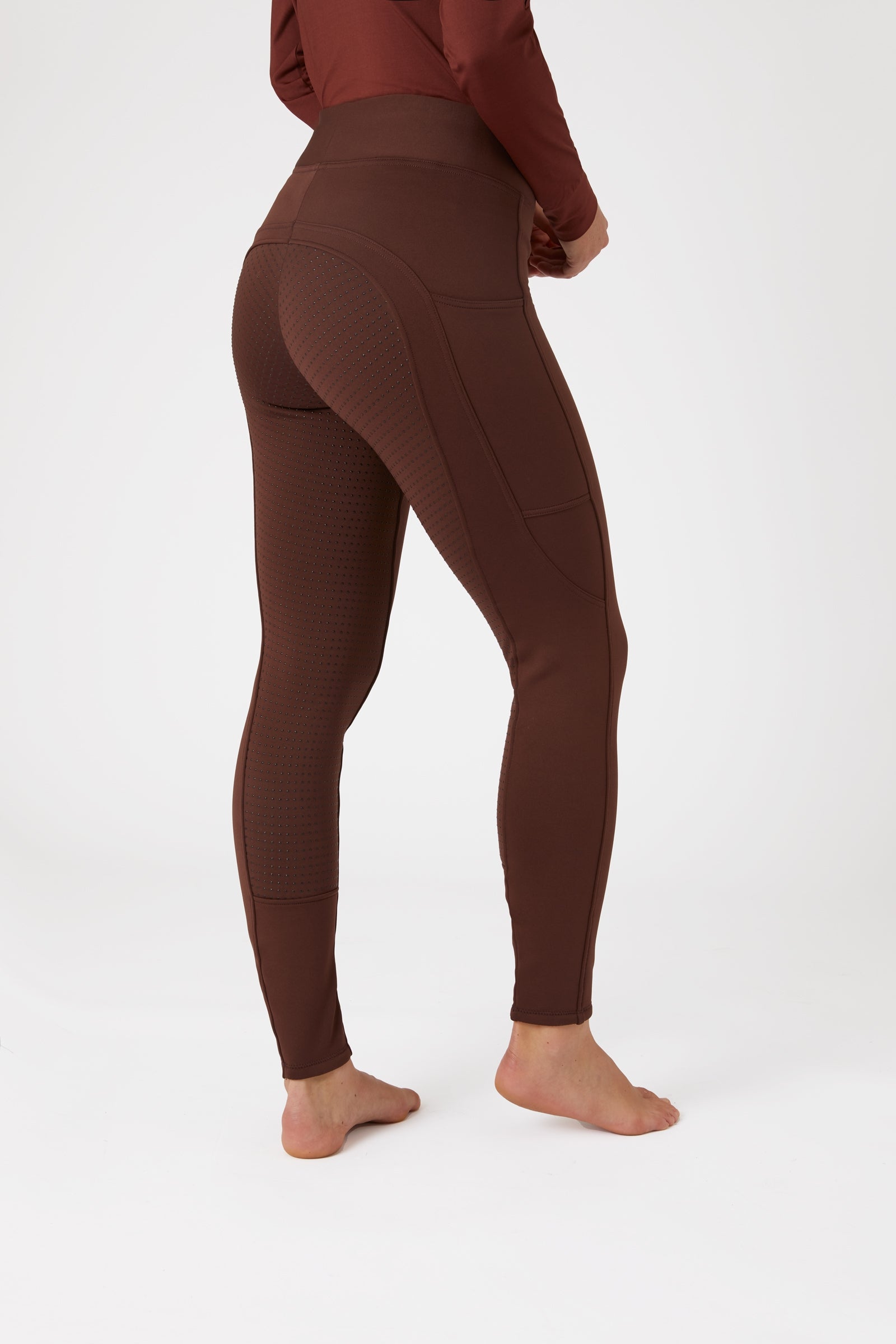 Horze Active Damen Winter Vollbesatzreitleggings mit Handytasche Womens Breeches