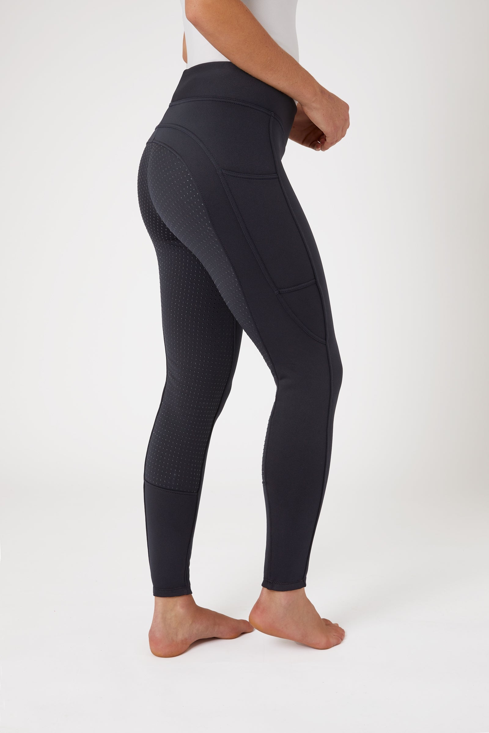 Horze Active Damen Winter Vollbesatzreitleggings mit Handytasche Womens Breeches