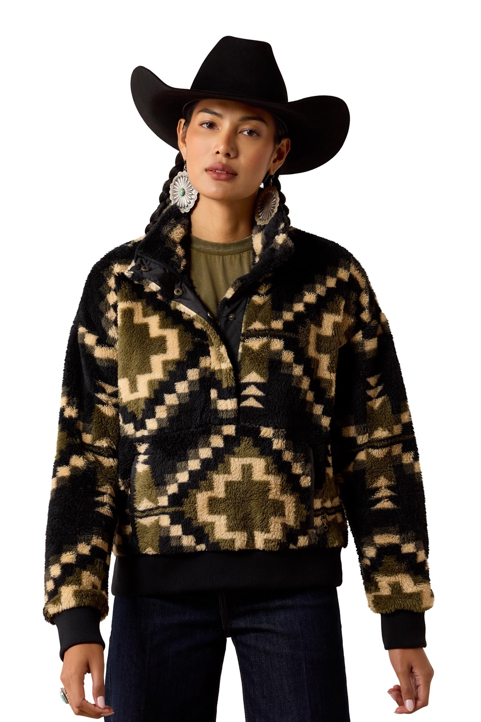 Ariat Berber Snap Damen Pullover mit 1/2-Knopfleiste Damen Reitbekleidung