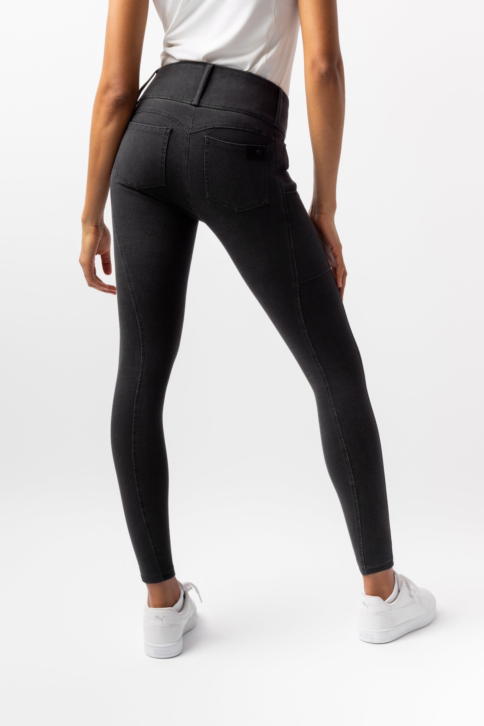 Horze Carolyn Damen Denim Vollbesatzreithose Damen Reitbekleidung