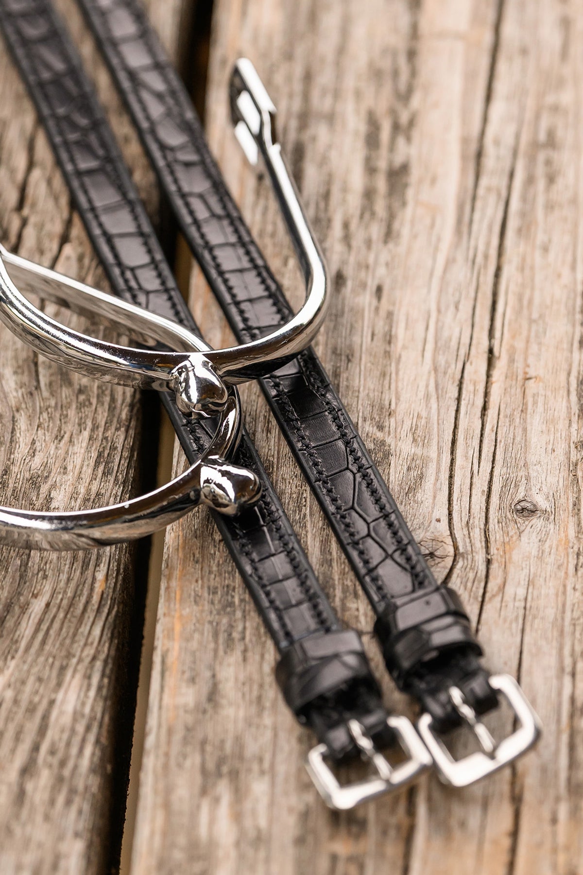 Waldhausen Leather Spur Straps With Croco Embossing Riding Whips, Crops & Spurs