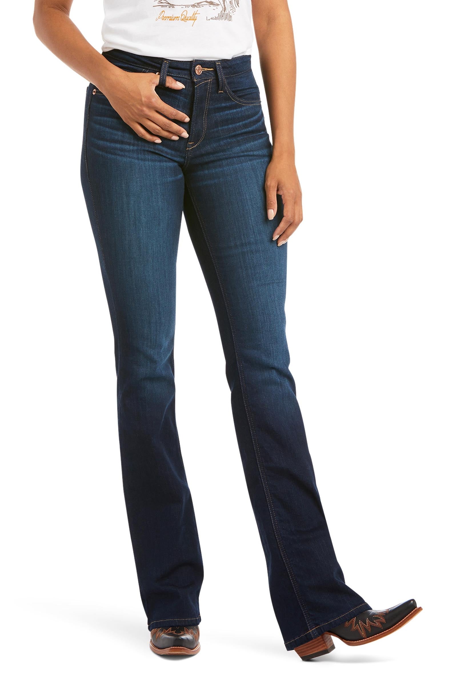 Ariat Real High Rise Ballary Boots Cut Damen High Rise Bootcut Jeans Womens Breeches