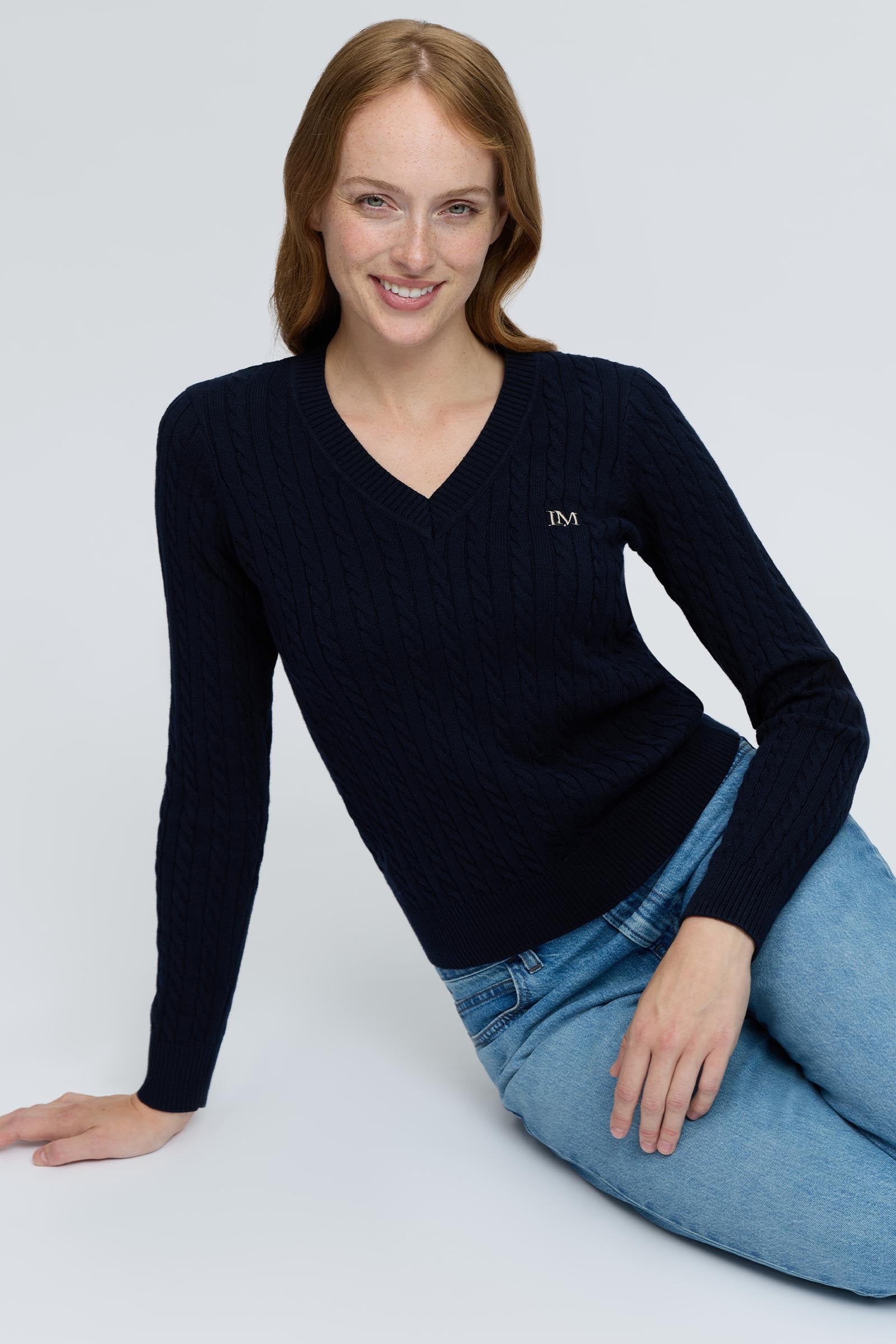 LeMieux Carla Cable Women´s V-Neck Knit Jumper Women’s Riding Clothing