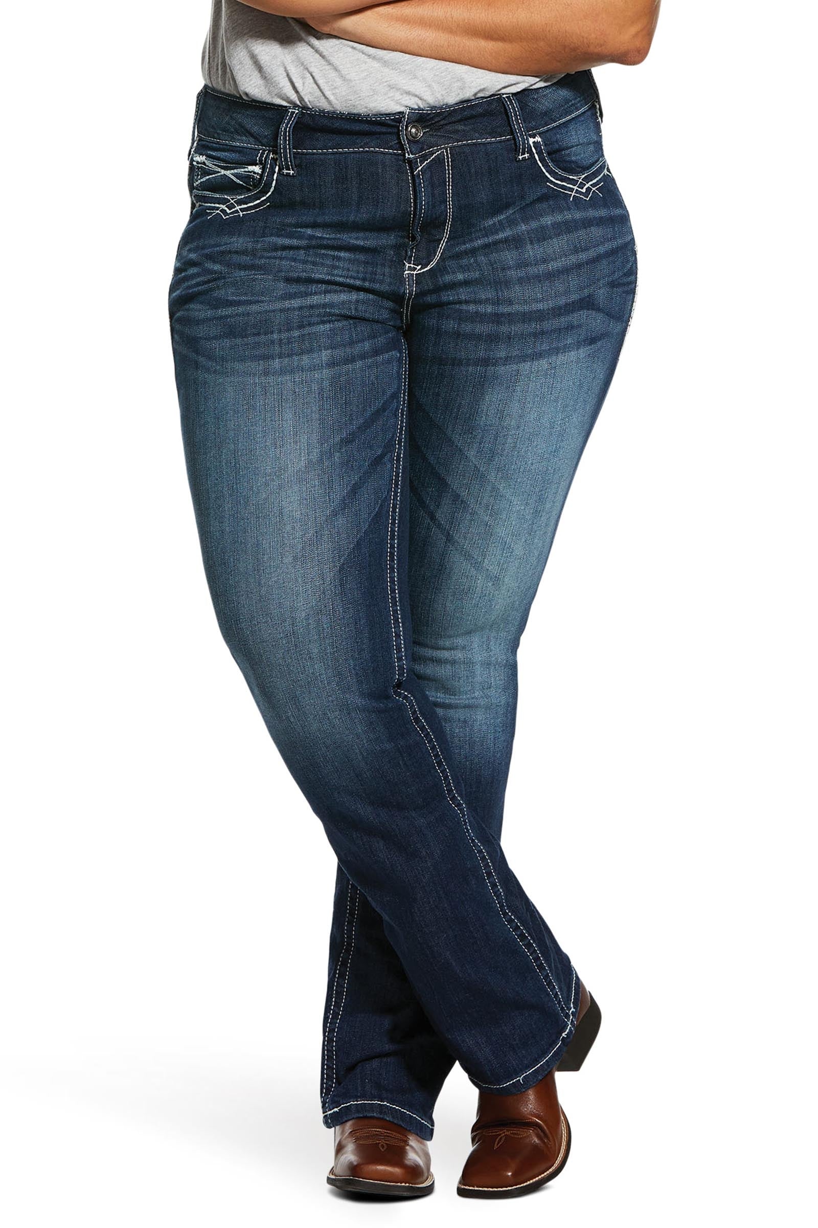 Ariat Women's R.E.A.L. Mid Rise Stretch Entwined Boot Cut Jeans Womens Breeches