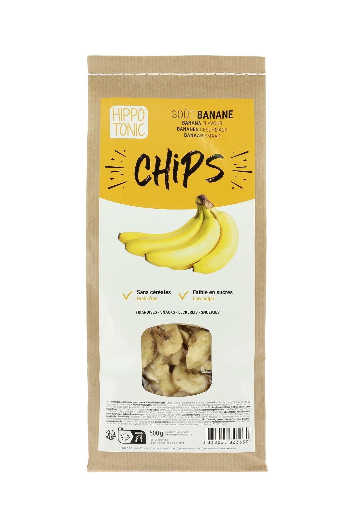 HIPPOTONIC Banane Chips für Pferde, 500 g Horse Feed & Nutrition