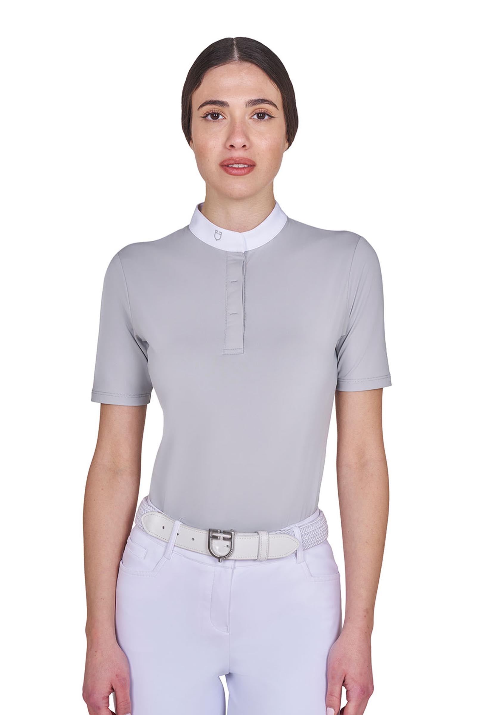 Equestro SS2026 Damen Basic Turnier Polo Shirt Kurzarm Knöpfe Damen Reitbekleidung