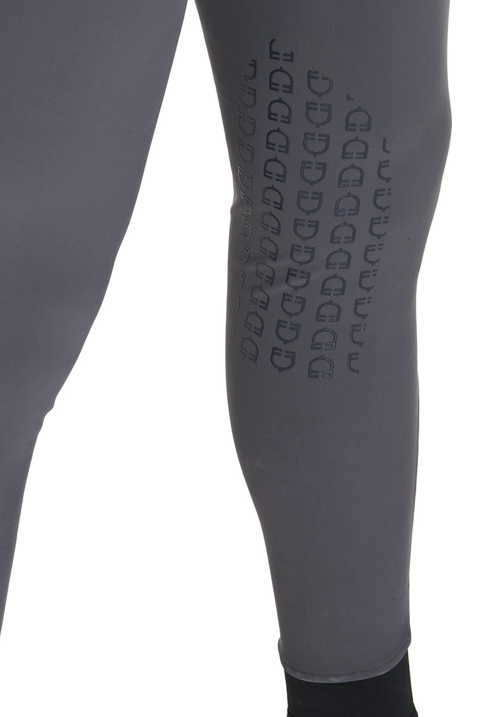 Equestro Men's Slim Fit Knee Grip Breeches With Logo Mens Riding Clothing