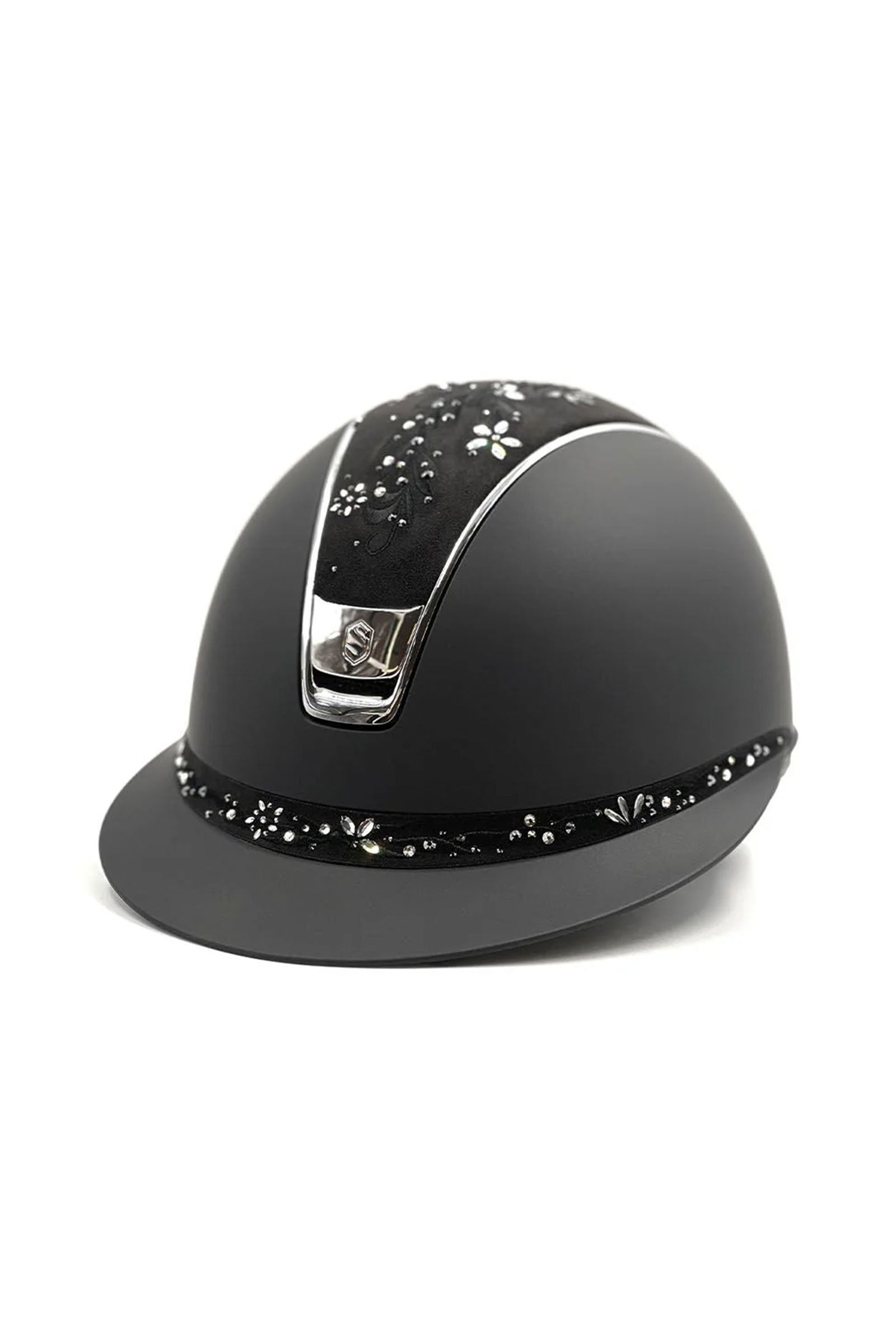 Samshield Miss Shield Shadowmatt mit Blumen Swarovski Schmuck, Chrom 2.0 Reithelme & Sicherheitswesten