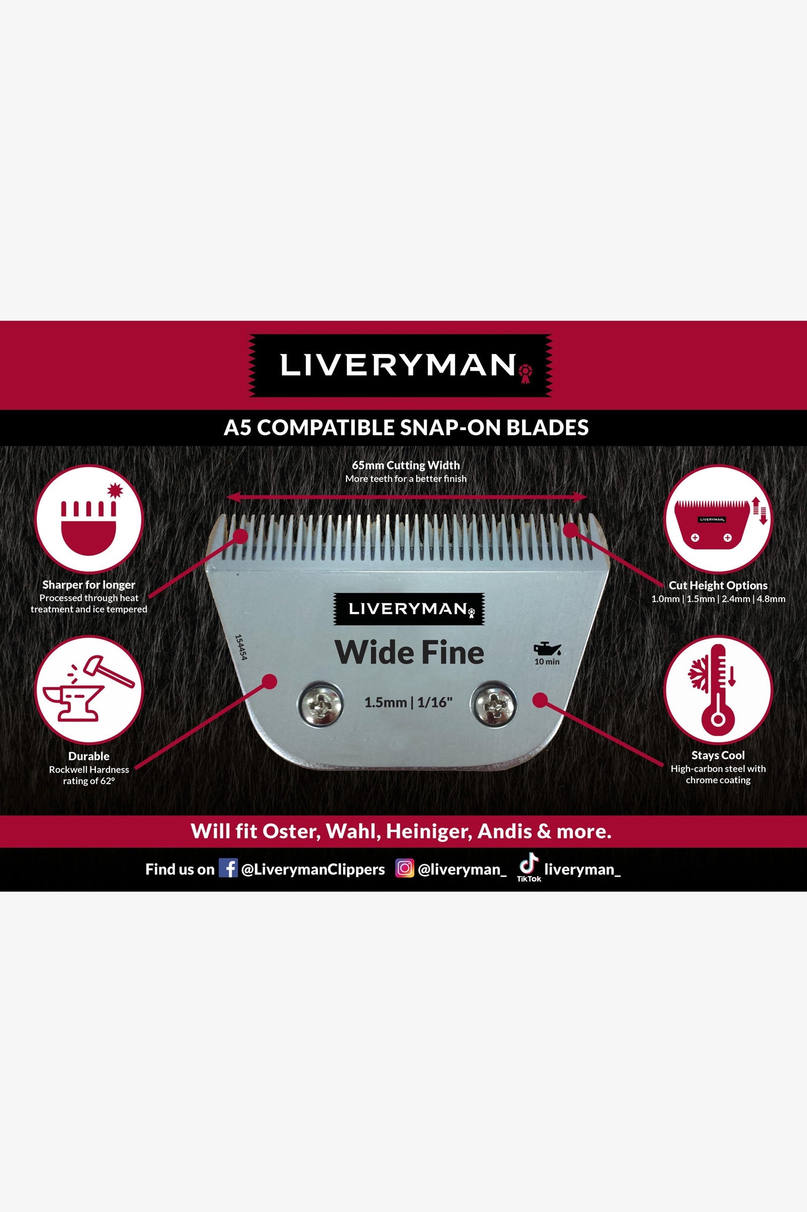Liveryman A5 Blade Narrow 3/4F, 13 mm Horse Clipping & Trimming Tools